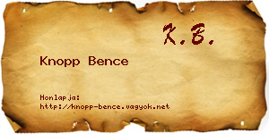 Knopp Bence névjegykártya